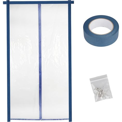 Aimant de porte anti-poussière en polyéthylène avec ruban adhésif et punaises, film de protection réutilisable pour la rénovation et la rénovation