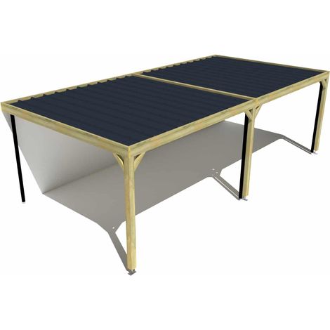 Carport bois • 8m x 4m • adossée • sens largeur • livraison comprise (1/3)