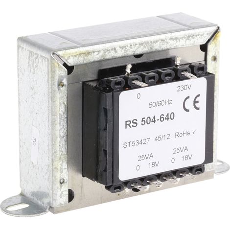 Transformateur à montage sur châssis, Vin 230V c.a., Vout 18V c.a., 2 sorties, 50VA ( Prix pour 1 )
