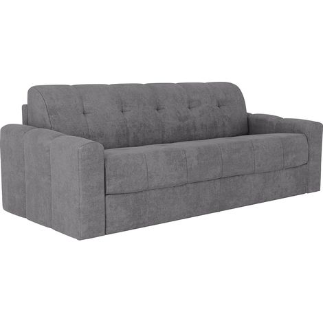 Canapé 4 places convertible express en tissu texturé gris - Couchage 160 cm - Matelas 22 cm avec mémoire de forme - DARIELO (1/4)