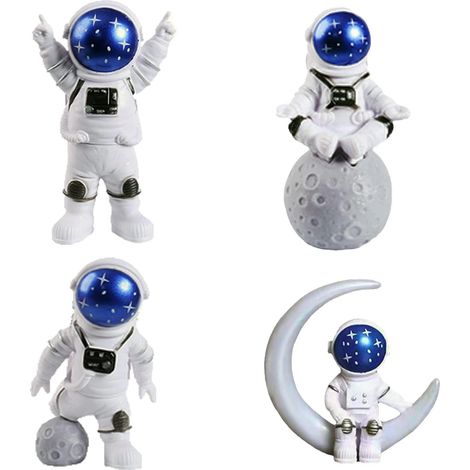 Astronaute Ornement Spaceman Modèle Maison Salon Bureau De Voiture Décoration Cadeau D'anniversaire Ornement De Bureau 4 Pack Ciel Étoilé (1/2)