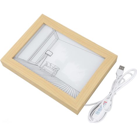 Tableau lumineux décoratif LED, table de chevet, 3 couleurs réglables, décoration murale pour salon, chambre ou bureau, modèle S avec prise USB (1/5)
