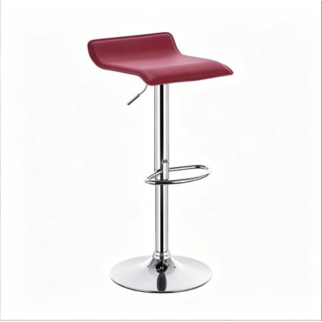 Tabouret de bar rotatif en simili cuir bordeaux avec réglage de hauteur (1/5)