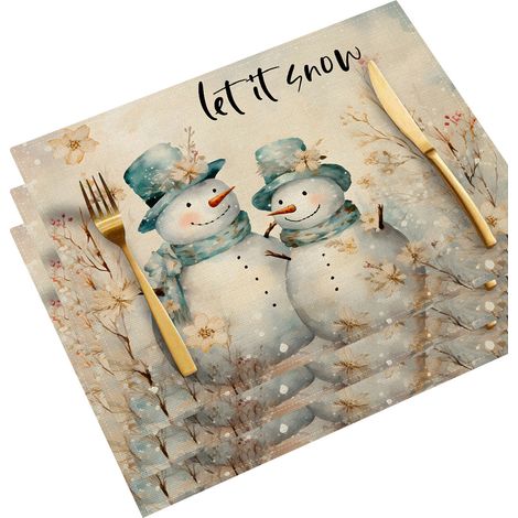 Sets de table lavables et résistants à la chaleur pour Noël, linge de table en coton d'hiver pour les fêtes et la décoration de cuisine de Noël