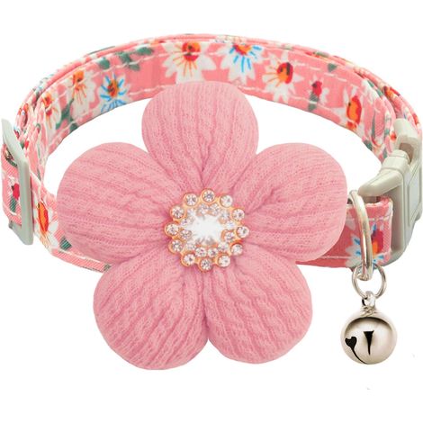 Colliers pour animaux de compagnie ornés de strass, raffinés, pour chiens petits et moyens, colliers fleuris pour chats (1/5)