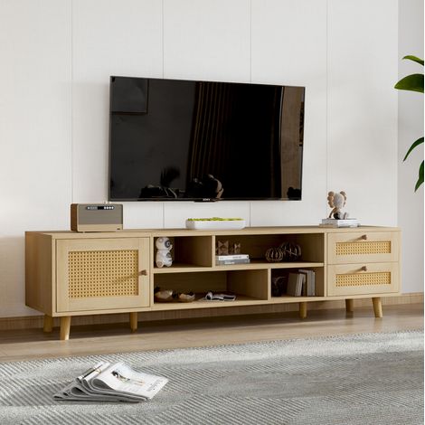 mobile tv 160 cm contenitore rattan rovere naturale OKMYHOME (1/5)