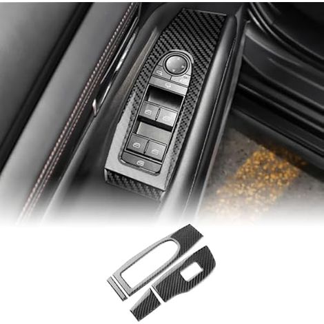 KUNGKIC Interrupteur de lève-vitre de voiture en fibre de carbone - Cadre pour Mazda 3 Axela 2019 2020 2021 2022 2023 2024 2025 - Accessoire d'intérieur de voiture (noir) (1/4)