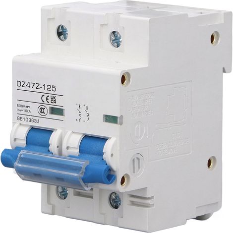 Disjoncteur miniature DC 2P 10kA 100A D100, interrupteur d'air haute isolation 600V pour panneaux solaires PV et système réseau. (1/5)