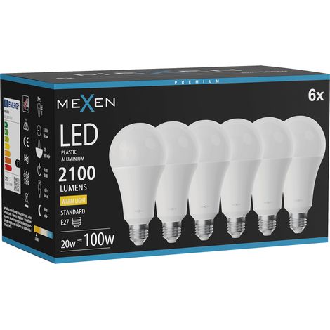 Mexen Nova 6x Ampoule LED E27, A70, 20W, Chaude - 3000K, 2100 lm - L100-E27-2030-01x06 (1/3)