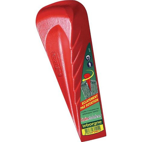 Leborgne – Coin hélicoïdal rouge 2,1Kg – Acier forgé trempé – Forme hélicoïdale pour éclatement efficace – Crans anti-retour