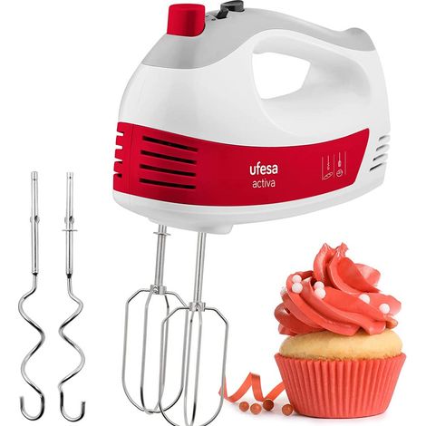 Sbattitore 2 Fruste con Ganci Impastatrice 400W 5 Velocita + Turbo Bianco Rosso (1/5)