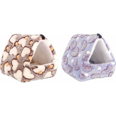 Petit Animal Suspendu Maison, 2pcs Confortable Hamster Petit Nid de Coton Lit Suspendu d'hiver Tapis de Couchage Chaud pour Cochon Inde Hérisson Gerbils Chinchillas Ecureuils Cobayes1412cm (1/5)