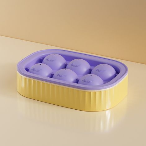 Silikon-Eiswürfelform in Hockeyball-Form – Wiederverwendbare kugelförmige Eisform für Whisky, leicht zu entformen, 6 Fächer, Lila-lsw (1/2)