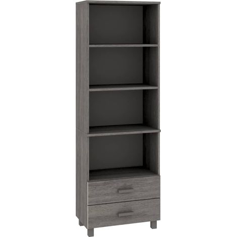 Aparador cómoda cómoda armario mueble organizador cocina salón claro 60 x 35 x 180 cm madera maciza de pino gris 020032155 (1/5)