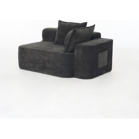Canapé d'angle modulaire en tissu noir, effet nuage, sans montage, méridienne et confort XXL, 262 cm, pour salon, chambre ou bureau CHICFURN (1/5)