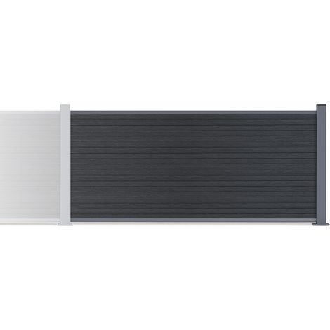 Kit d'extension clôture composite effet bois 2m PRIEL H.90 cm sur platine gris (1/3)