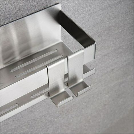 Étagère de Douche Etagere Salle de Bain sans Percage Auto-adhésif Panier de Douche sans Perçage Etagère de Salle de Bain Acier Inoxydable Con 2 Crochets (1/3)