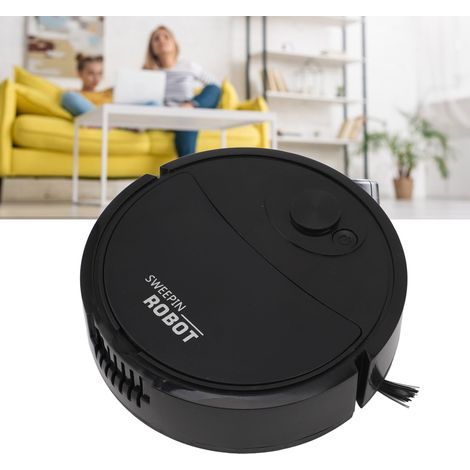 Aspirateur Robot 3-en-1 Smart Sweeping avec Roue 360° - Couleur Noir ABS 312g - 18x18x5.4cm - Cable USB, Brosse et Set de Nettoyage (1/4)
