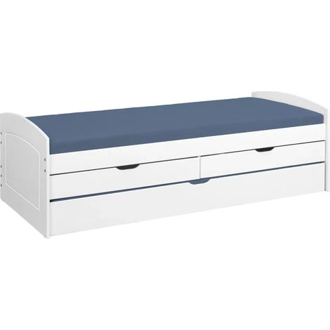 Struttura 2 Letti singoli 90x200 cm Bianco con Cassetti (1/5)
