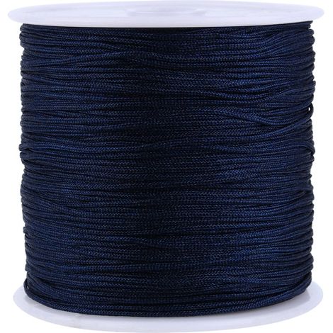 Cordon en nylon bleu foncé, 100 m x 0,8 mm, nœud chinois, queue de rat, macramé, shamballa (1/5)