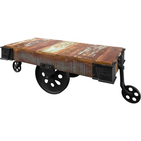 Couchtisch Altholz 120x60x43 mehrfarbig lackiert INDUSTRIAL 18 (1/3)
