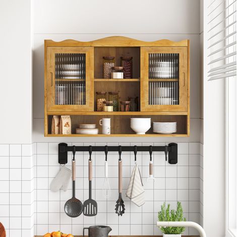 Armario de pared 2 puertas correderas madera 90 cm OKMYHOME (1/5)