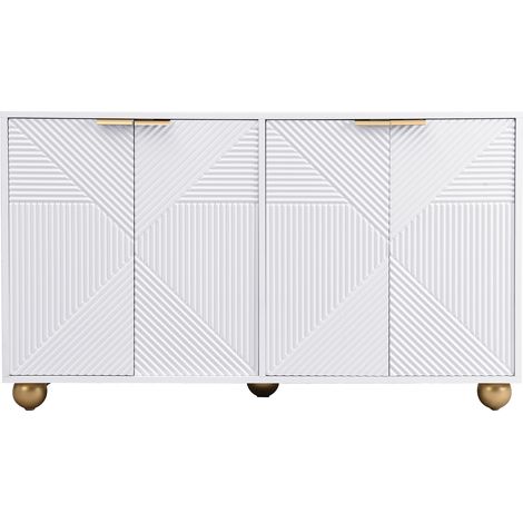 Aparador de 4 puertas con estantes ajustables MDF blanco 120 x 35 x 71,5 cm (1/5)