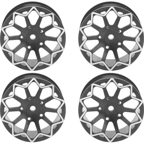 4 pièces jantes RC en alliage d'aluminium CNC 52 mm de diamètre pour moyeu de roue de voiture de course drift 1/10 sur route noire (1/5)