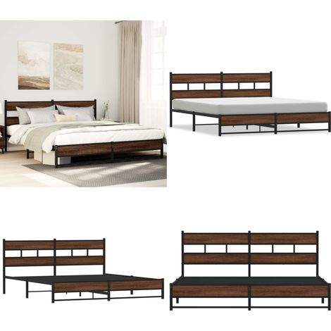 vidaXL Metallbett ohne Matratze Braun Eichen-Optik 180x200 cm (1/5)