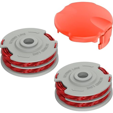 Lot de 2 bobines de débroussailleuse et couvercle de bobine FLY060, remplacement de la bobine FLY021, compatible avec Flymo Contour Mini/Multi Trim (1/5)