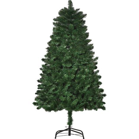 Sapin 150 cm vert ignifugé avec 454 branches en PVC, base pliable et structure acier, décoration intérieure design sobre pour fêtes pratique et sécurisé (1/5)