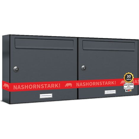 2er Briefkasten Anthrazit Anlage 2 Fach Wandbriefkasten Postkasten (1/5)