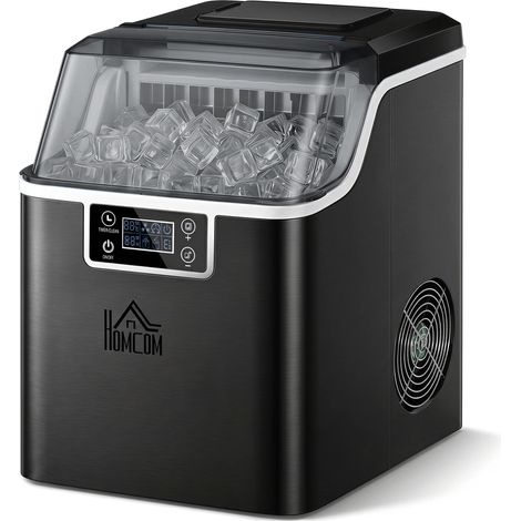 Machine à glaçons, 20 kg en 24h, 24 glaçons en 14-18 min, ice maker avec fonction autonettoyante, 25,2x36x37,1cm, noir (1/5)