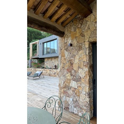 Plaquette de parement en calcaire MURCIA – Teintes beige et ocre – Pose pierre par pierre – Vente au m² et ml pour angles