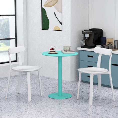 Runder Esstisch für 2 Personen, Küchentisch aus Stahl für drinnen und draußen, Ø 60 x 72 cm, Grün