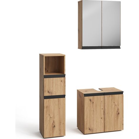 Conjunto de muebles de baño de 3 piezas Torren, Artesano, 3 piezas, con armario midi, Vicco (1/5)