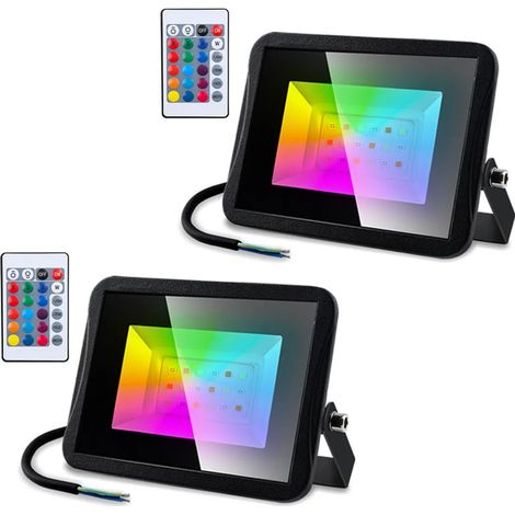 Projecteur LED Jiubiaz RGB pour extérieur, étanche IP67, 2 x 30 W, pour éclairage de chantier. (1/5)