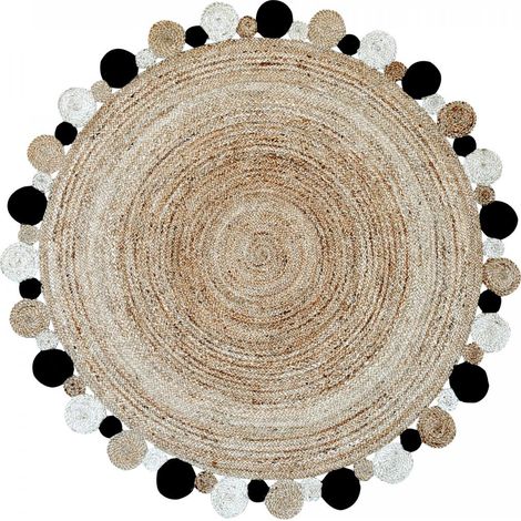 Tapis rond tissé main DIAMETRE 100 JT RONDI beige , tapis jute artisanal