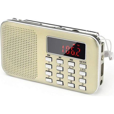 J-908 AM Radio portatile ultra sottile AM FM MP3 AUX USB, batteria ricaricabile rimovibile da 1200 mAh, memorizzazione e numerazione automatica delle stazioni (giallo) -Crezuo