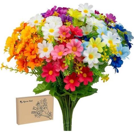 7 Mazzi di fiori, Fiori Artificiali, Margherita, Fiori Artificiali all'Esterno sono Belli e Naturali, Fiori Artificiali per Interni ed Esterni, Giardino, Portico, Patio, Finestra. (1/5)