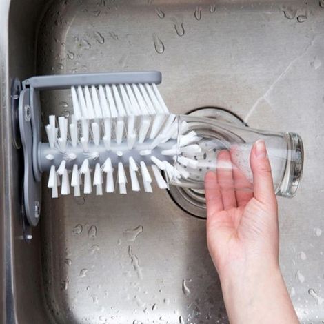 Brosse De Nettoyage - Ventouse Murale - Pour Verres Et Bouteilles - 17,5 X 14 Cm - 1 Piece (1/4)