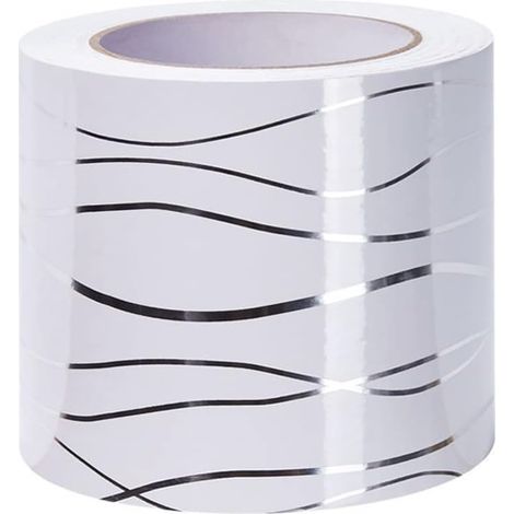 Bordure De Papier Peint Frise Murale Adhesive Bordure Papier Peint Frise Autocollante Pour Cuisine, Salle De Bains, Plafond, Salon, Chambre DéCoration Murale Vague Blanche 20cm X 500cm