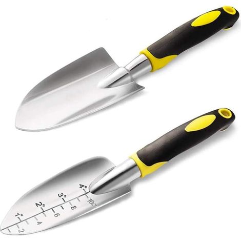 Ensemble d'outils de jardin, kit de jardinage robuste en fonte d'aluminium (2 pièces), comprenant une pelle à main et un outil de repiquage. (1/5)