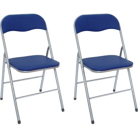 Set 2 Sedie Pieghevoli Salvaspazio PVC per Cucina Ospiti 80x44x48 cm Blu
