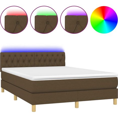 Maison Exclusive - Boxspringbett mit Matratze & LED Dunkelbraun 1