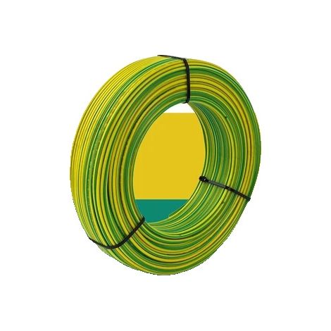 Fil de cuivre, isolation en PVC, conducteur toronné, Vert Jaune, 100m, 20 AWG - 0.5mm 2 (1/2)