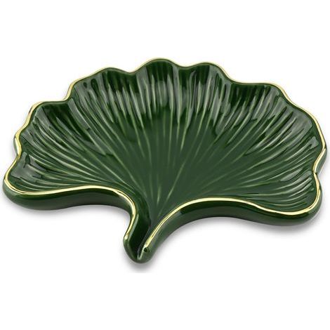 (Vert)Porte Savon Ceramique, Porte Savon en Forme de Feuille de Ginkgo, Porte Savon Salle de Bain, Support Savon Solide pour Cuisine, Baignoire, Évier et Douche (1/4)