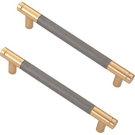 Maniglia per porta dell'armadio (set da 2) grigia, allungabile, in lega di alluminio, per cassettiera, armadietto del vino o ufficio. Distanza tra i fori: 128 mm. (1/4)