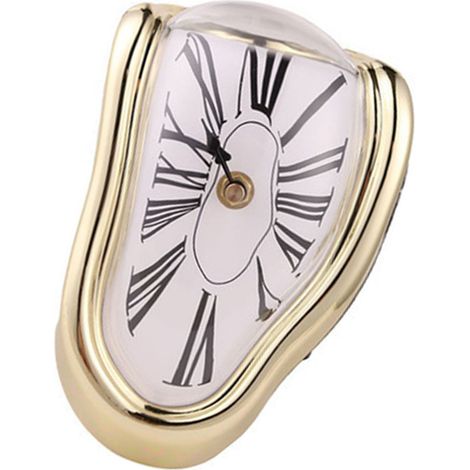 Horloge de bureau/table décorative rétro en plastique métal plaqué or (1/5)