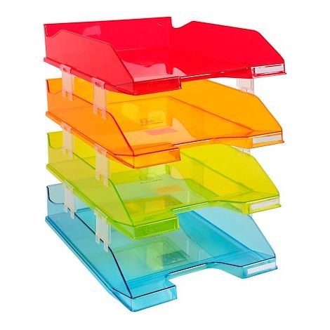 Lot de 4 corbeilles à courrier Exacompta Linicolor - transparentes assorties (1/2)